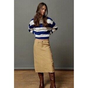 BDG Urban Outfitters Cargo Khaki Denim Canvas Midi Skirt Carpenter Tan/Camel XS
